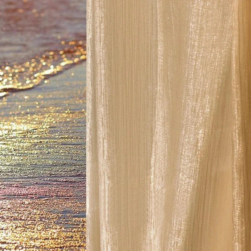 Voilage Tulle Rustique Style Français – Effet Scintillant et Lumineux, Déco Élégante pour Salon ou Chambre