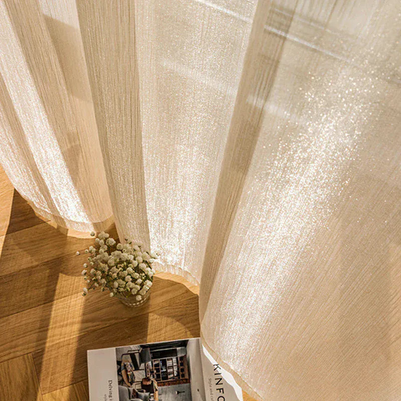 Voilage Tulle Rustique Style Français – Effet Scintillant et Lumineux, Déco Élégante pour Salon ou Chambre