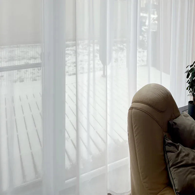 Voilages Blancs Luxueux – Rideaux en Chiffon et Organza pour Salon et Séjour Modernes