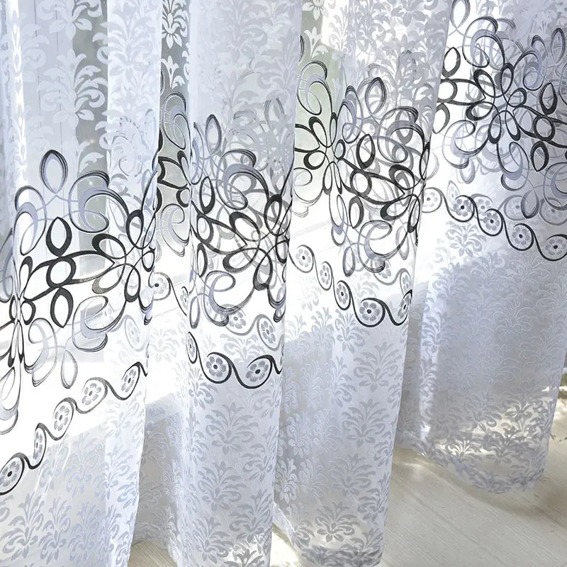 Voilages Tulle à Motifs Floraux – Rideaux Translucides Modernes pour Salon et Séjour