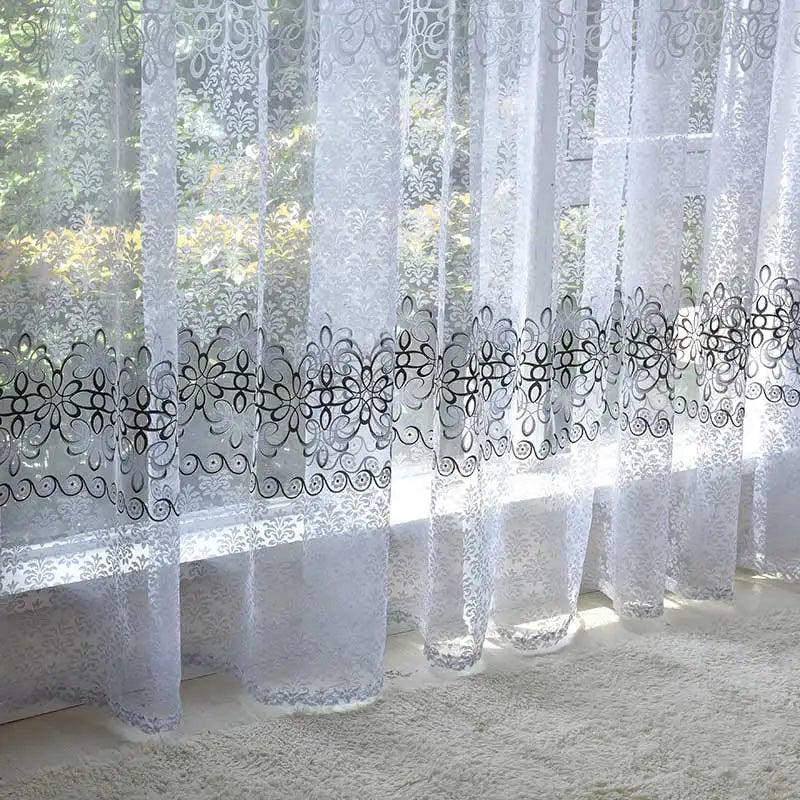 Voilages Tulle à Motifs Floraux – Rideaux Translucides Modernes pour Salon et Séjour