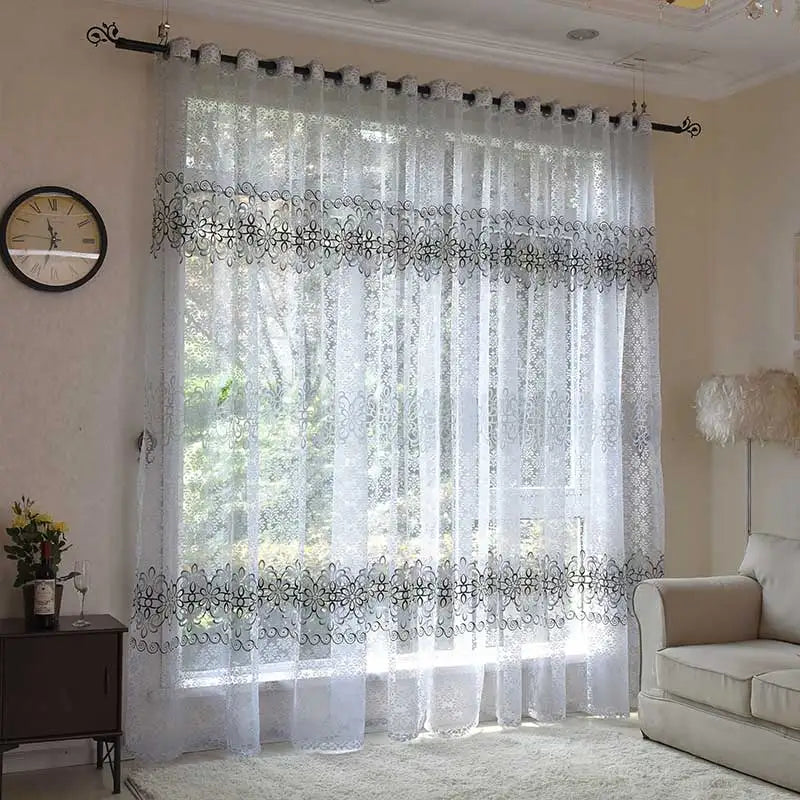 Voilages Tulle à Motifs Floraux – Rideaux Translucides Modernes pour Salon et Séjour