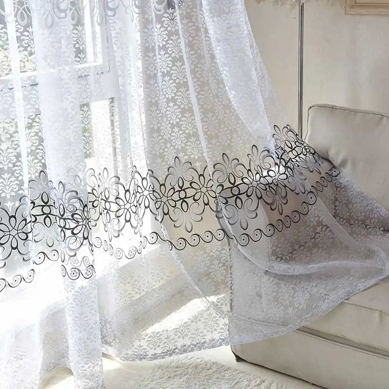 Voilages Tulle à Motifs Floraux – Rideaux Translucides Modernes pour Salon et Séjour
