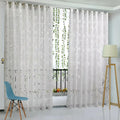 White-1 panel / W100xH250cm Voilages Européens Motif Feuilles – Tulle Translucide pour Salon et Séjour, Décoration Élégante