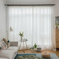 White Sheer / W100xH260cm 1Piece / Grommets Top Voilage Blanc Effet Lin – Rideaux Transparents pour Salon, Style Japandi / Farmhouse, Drapés Aériens