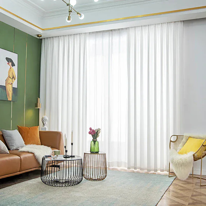 White Sheer / W100xL130cm 1pc / Grommets Top(Rings) Rideaux Élégants Salon & Séjour – Occultants Épais, Protection Contre Chaleur et Lumière