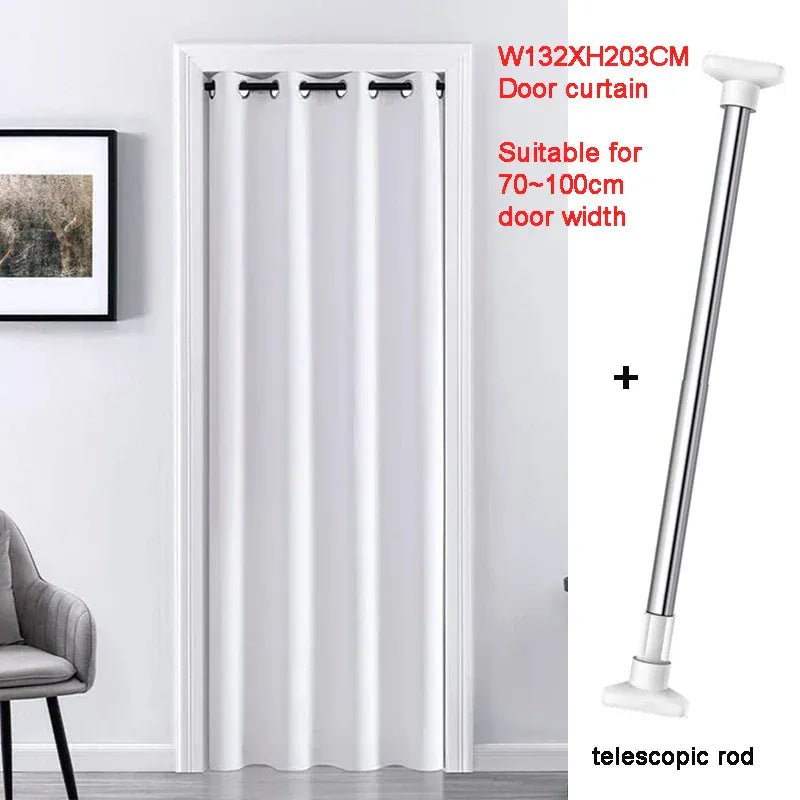 white W132XH203 rod Rideau de Porte Blanc Pur – Occultant Haut de Gamme, Sans Perçage, Intimité Chambre
