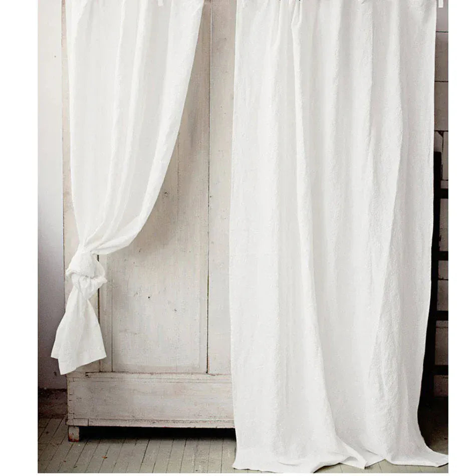 White / W200xH260cm / Rod Pocket Style1 Rideaux en Lin 100% Naturel – Voilage Filtrant pour Salon, Chambre, Cuisine ou Chambre d’Enfant