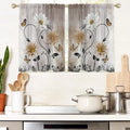 ZQ-2510041919 / 53x116CM-2PC Rideaux Champêtres Rustiques Verts à Fleurs – Motif Marguerites Blanches et Papillons, Style Bohème pour Salon ou Chambre