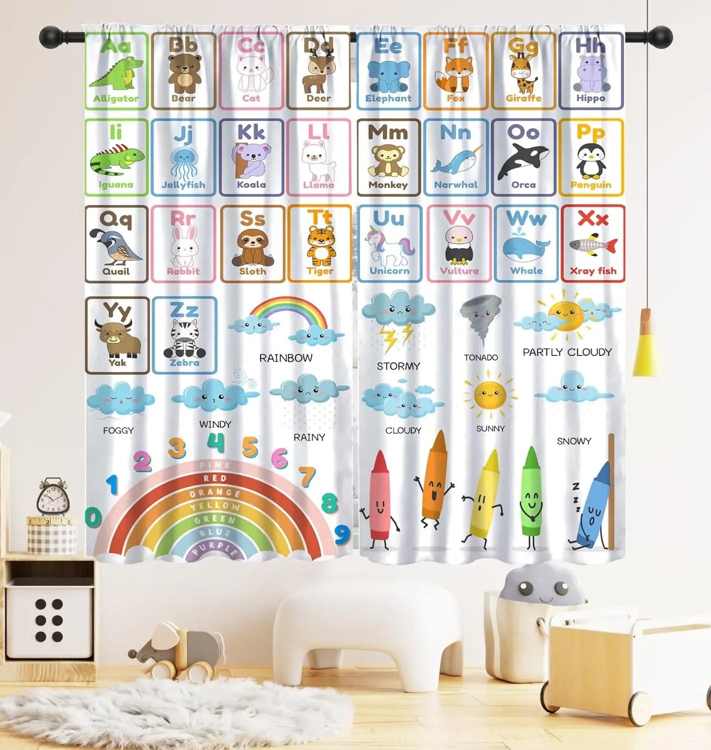 ZQ-2510071493 / 76x165CM-2PC Rideaux Enfant Thème Espace – Astronaute & Planètes, Occultants, Décoration Chambre