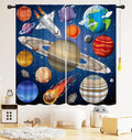 ZQ-2510071494 / 76x165CM-2PC Rideaux Enfant Thème Espace – Astronaute & Planètes, Occultants, Décoration Chambre