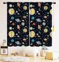 ZQ-2510071495 / 76x165CM-2PC Rideaux Enfant Thème Espace – Astronaute & Planètes, Occultants, Décoration Chambre