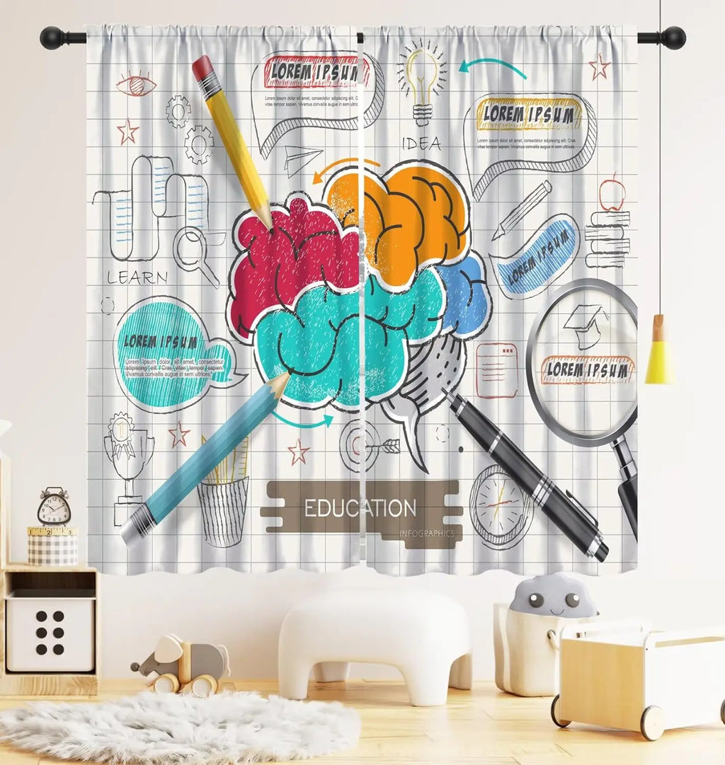 ZQ-2510071499 / 76x165CM-2PC Rideaux Enfant Thème Espace – Astronaute & Planètes, Occultants, Décoration Chambre