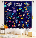 ZQ-2510071507 / 76x165CM-2PC Rideaux Enfant Thème Espace – Astronaute & Planètes, Occultants, Décoration Chambre