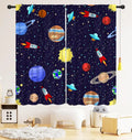 ZQ-2510071509 / 76x165CM-2PC Rideaux Enfant Thème Espace – Astronaute & Planètes, Occultants, Décoration Chambre