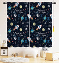 ZQ-2510071511 / 76x165CM-2PC Rideaux Enfant Thème Espace – Astronaute & Planètes, Occultants, Décoration Chambre